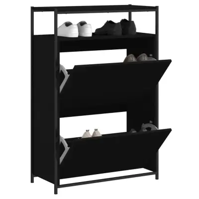 The Living Store Omarica za čevlje črna 75x34x112 cm inženirski les - Omarica Za Čevlje