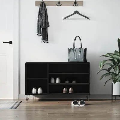 The Living Store Omarica za čevlje črna 102x36x60 cm inženirski les - Omarica Za Čevlje