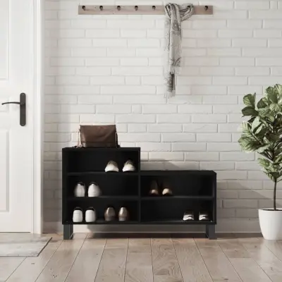 The Living Store Omarica za čevlje črna 102x36x60 cm inženirski les - Omarica Za Čevlje