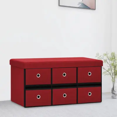 The Living Store Zložljiva klop za shranjevanje vinsko rdeča 76x38x38 cm - Klop S Prostorom Za Shranjevanje