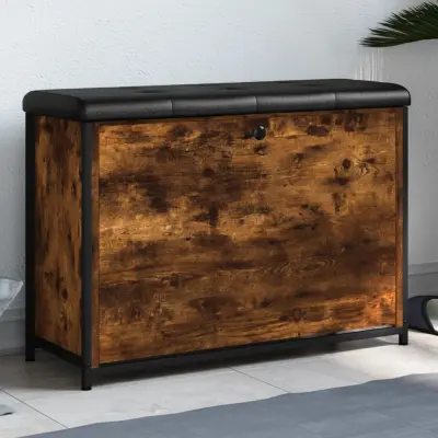 The Living Store Klop za čevlje s preklopnim predalom dimljen hrast 82x32x56 cm - Klop Za Čevlje
