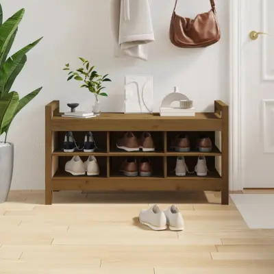 The Living Store Klop za predsobo medeno rjava 110x40x60 cm trdna borovina - Klop Za Predsobo