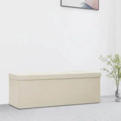 The Living Store Zložljiva klop s prostorom za shranjevanje kremno bela - Klop S Prostorom Za Shranjevanje
