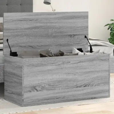The Living Store Škatla za shranjevanje siva sonoma 100x42x46 cm inženirski les - Škatla Za Shranjevanje