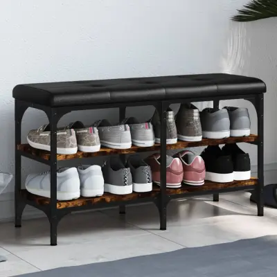 The Living Store Klop za čevlje dimljen hrast 82x32x47 cm inženirski les - Klop Za Čevlje