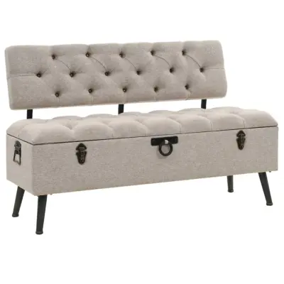 The Living Store Klop za shranjevanje z naslonjalom 110 cm krem blago - Klop S Prostorom Za Shranjevanje
