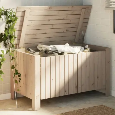 The Living Store Škatla za shranjevanje s pokrovom RANA 100x49x54cm borovina - Škatla Za Shranjevanje