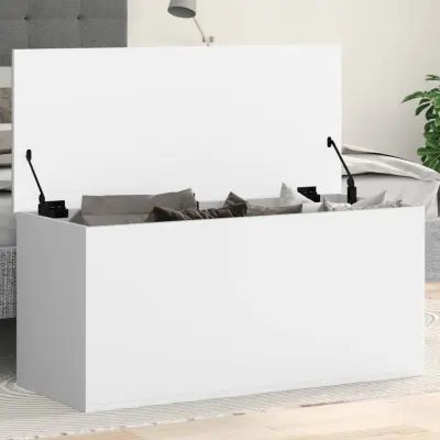 The Living Store Škatla za shranjevanje bela 100x42x46 cm inženirski les - Škatla Za Shranjevanje