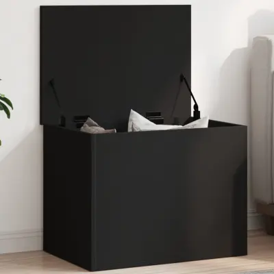 The Living Store Škatla za shranjevanje črna 60x42x46 cm inženirski les - Škatla Za Shranjevanje