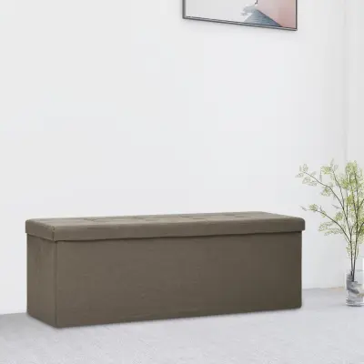 The Living Store Zložljiva klop s prostorom za shranjevanje rjavo umetno platno - Klop S Prostorom Za Shranjevanje