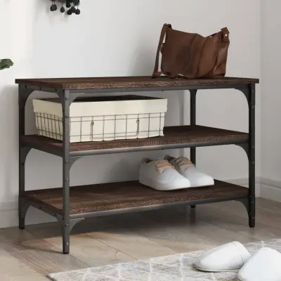 The Living Store Klop za čevlje rjavi hrast 70x38,5x49 cm inženirski les - Klop Za Čevlje