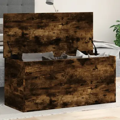 The Living Store Škatla za shranjevanje dim. hrast 100x42x46 cm inženirski les - Škatla Za Shranjevanje