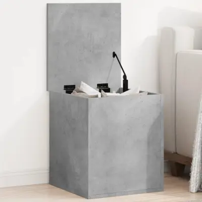 The Living Store Škatla za shranjevanje betonsko siva 40x42x46 cm inženirski les - Škatla Za Shranjevanje