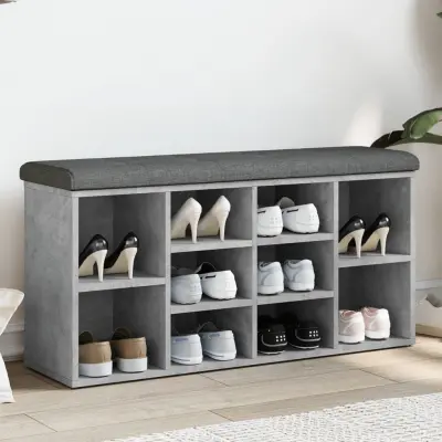 The Living Store Klop za čevlje betonsko siva 102x32x50 cm inženirski les - Klop Za Čevlje