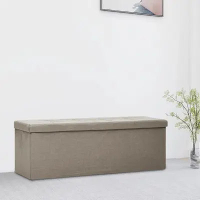 The Living Store Zložljiva klop s prostorom za shranjevanje taupe umetno platno - Klop S Prostorom Za Shranjevanje