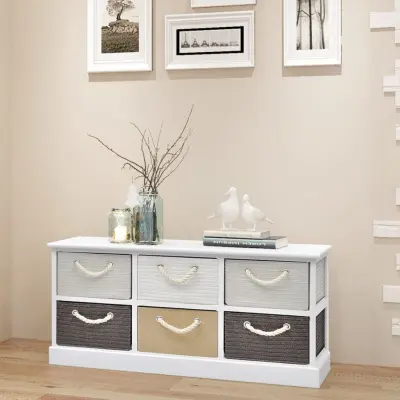 The Living Store Lesena Klop za Shranjevanje s 6 Predali - Klop