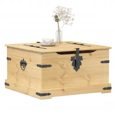 The Living Store Škatla za shranjevanje Corona 78x78x45 cm trdna borovina - Škatla Za Shranjevanje