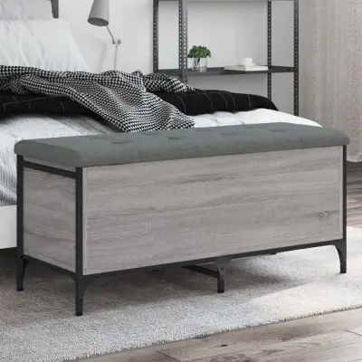 The Living Store Klop za shranjevanje siva sonoma 102x42x45 cm inženirski les - Klop Za Shranjevanje