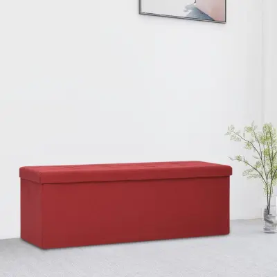 The Living Store Zložljiva klop s prostorom za shranjevanje vinsko rdeča - Klop S Prostorom Za Shranjevanje