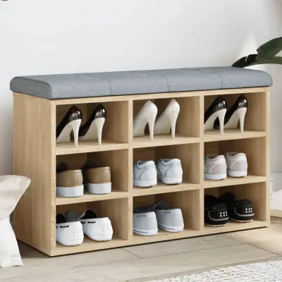 The Living Store Klop za čevlje sonoma hrast 82x32x50 cm inženirski les - Klop Za Čevlje