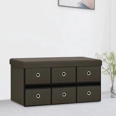 The Living Store Zložljiva klop za shranjevanje temno rjava 76x38x38 cm - Klop S Prostorom Za Shranjevanje