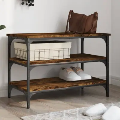 The Living Store Klop za čevlje dimljen hrast 70x38,5x49 cm inženirski les - Klop Za Čevlje