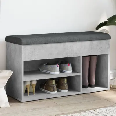 The Living Store Klop za čevlje betonsko siva 82x32x45,5 cm inženirski les - Klop Za Čevlje