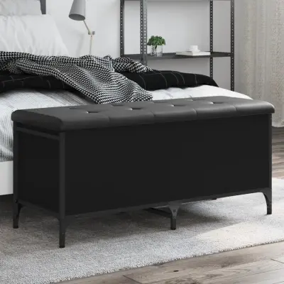 The Living Store Klop za shranjevanje črna 102x42x45 cm inženirski les - Klop Za Shranjevanje