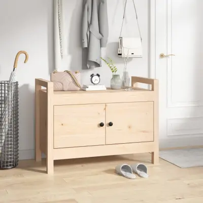 The Living Store Klop za predsobo 80x40x60 cm trdna borovina - Klop Za Predsobo