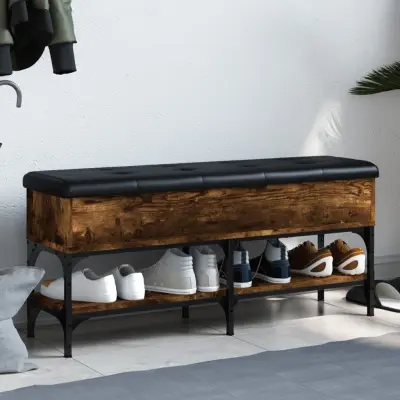 The Living Store Klop za čevlje dimljen hrast 102x32x45 cm inženirski les - Klop Za Čevlje