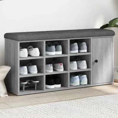 The Living Store Klop za čevlje siva sonoma 102x32x50 cm inženirski les - Klop Za Čevlje