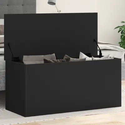 The Living Store Škatla za shranjevanje črna 100x42x46 cm inženirski les - Škatla Za Shranjevanje
