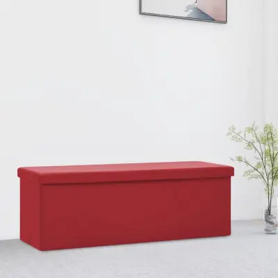 The Living Store Zložljiva klop s prostorom za shranjevanje vinsko rdeča PVC - Klop S Prostorom Za Shranjevanje