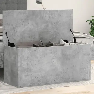 The Living Store Škatla za shranjevanje beton. siva 100x42x46 cm inženirski les - Škatla Za Shranjevanje