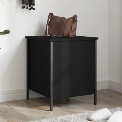 The Living Store Klop za shranjevanje črna 40x42,5x50 cm inženirski les - Klop S Prostorom Za Shranjevanje