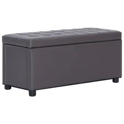 The Living Store Tabure s prostorom za shranjevanje 87,5 cm sivo umetno usnje - Tabure S Prostorom Za Shranjevanje