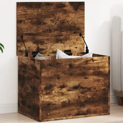 The Living Store Škatla za shranjevanje dimljen hrast 60x42x46 cm inženirski les - Škatla Za Shranjevanje