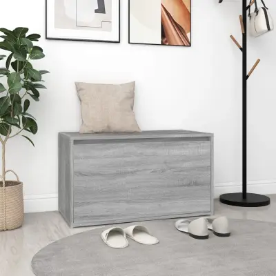 The Living Store Klop za hodnik 80x40x45 cm siva sonoma konstruiran les - Klop Za Hodnik
