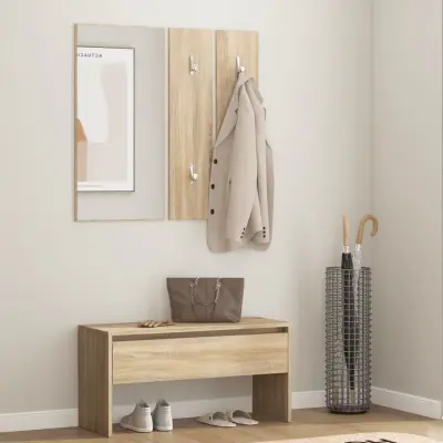The Living Store Komplet pohištva za predsobo sonoma hrast inženirski les - Komplet Pohištva Za Predsobo