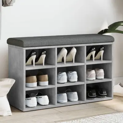 The Living Store Klop za čevlje betonsko siva 82x32x50 cm inženirski les - Klop Za Čevlje