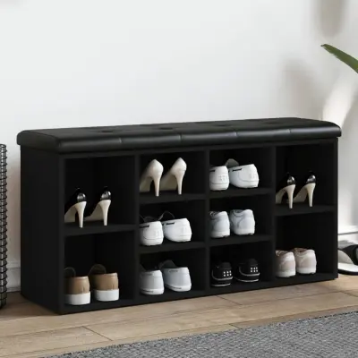The Living Store Klop za čevlje črna 102x32x50 cm inženirski les - Klop Za Čevlje