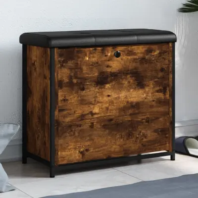 The Living Store Klop za čevlje s preklopnim predalom dimljen hrast 62x32x56 cm - Klop Za Čevlje