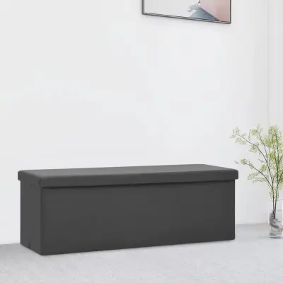 The Living Store Zložljiva klop s prostorom za shranjevanje siva PVC - Klop S Prostorom Za Shranjevanje