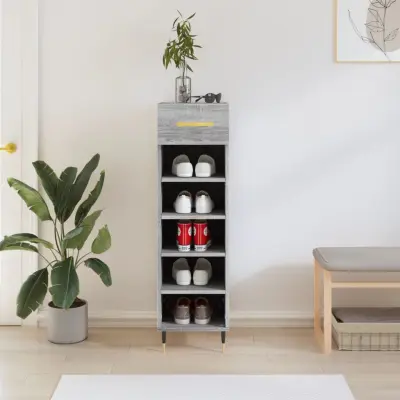 The Living Store Omarica za čevlje siva sonoma 30x35x105 cm inženirski les - Omarica Za Čevlje