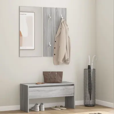 The Living Store Komplet pohištva za predsobo siv sonoma inženirski les - Komplet Pohištva Za Predsobo