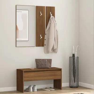 The Living Store Komplet pohištva za predsobo rjavi hrast inženirski les - Komplet Pohištva Za Predsobo