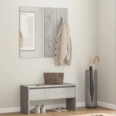 The Living Store Komplet pohištva za predsobo betonsko siv inženirski les - Komplet Pohištva Za Predsobo