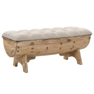 The Living Store Klop za shranjevanje iz trdnega lesa in blaga 103x51x44 cm - Klop Za Shranjevanje