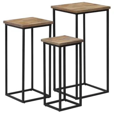 The Living Store Komplet mizic za rastline 3 kosi predelan les - Mizica Za Rastline