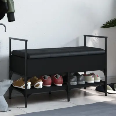 The Living Store Klop za čevlje črna 85,5x42x57,5 cm inženirski les - Klop Za Čevlje